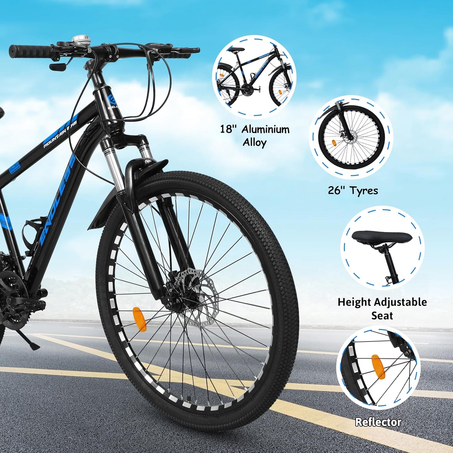 Endless 17" Aluminum Alloy Frame Mountain cycle with 26" Wheels and Shimano Altus 21 Speed Transmission for Adults | Disc Brakes, Adjustable Seat, All Terrain Tires, Suspension Mountain cycle for Men and Women