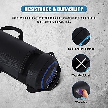 Endless Premium Weight Bag, Multi-Position Handle Bag with Zipper Sandbag and Leather for Weightlifting, Yoga, Heavy Duty Training, Cross Training