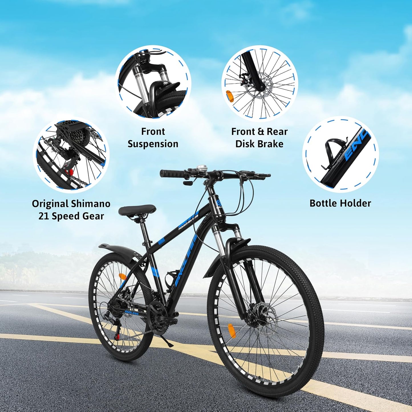 Endless 17" Aluminum Alloy Frame Mountain cycle with 26" Wheels and Shimano Altus 21 Speed Transmission for Adults | Disc Brakes, Adjustable Seat, All Terrain Tires, Suspension Mountain cycle for Men and Women