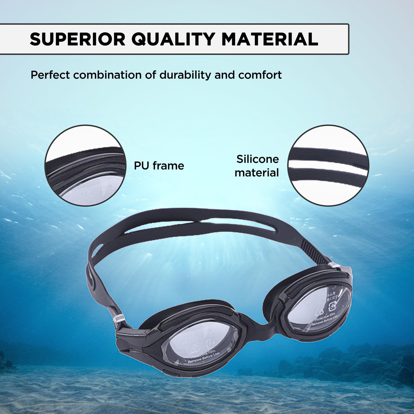 Endless EL1001 Anti-Fog and UV Protection Swimming Goggles | Material: Silicone, Rubber | Attached Earbuds and Adjustable Strap | Soft Silicone Gasket to Prevent Leakage | With Hard Case