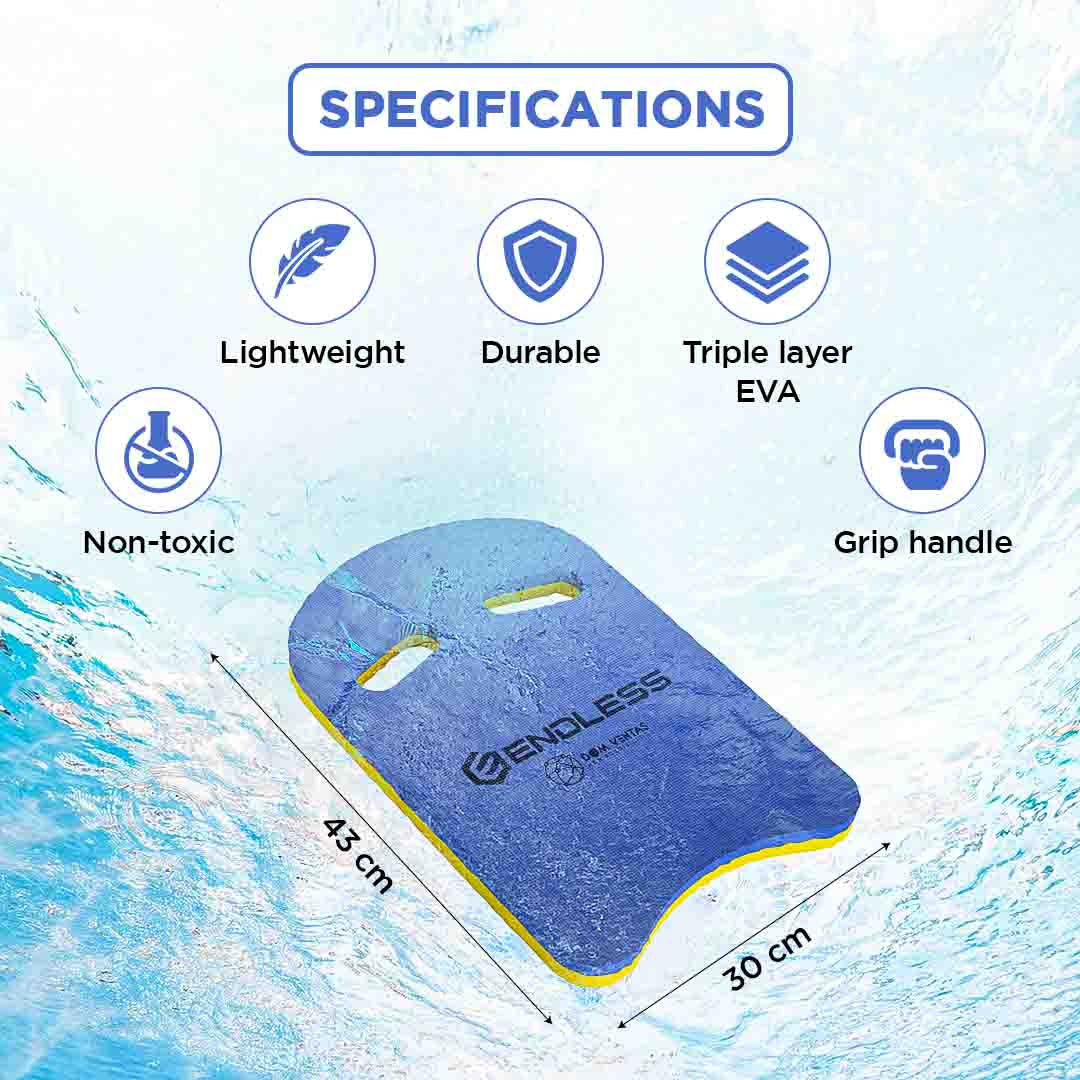 Endless EL1011 Infinity Ergonomic Design Kickboard | Material: Vinyl Acetate Foam | Beginner Swimming Training Float | Floating Pads for Kids and Adults