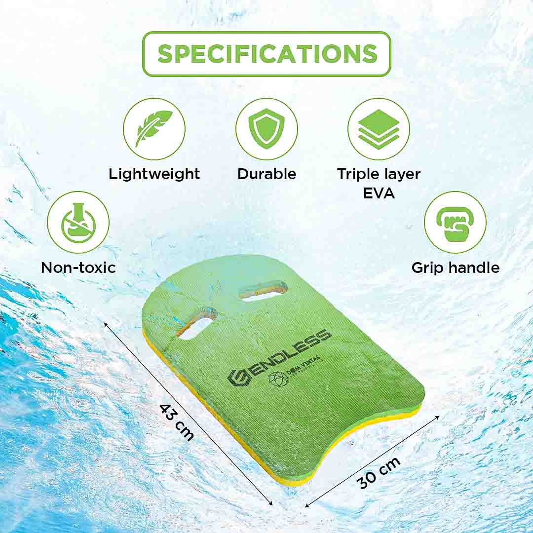 Endless EL1011 Infinity Ergonomic Design Kickboard | Material: Vinyl Acetate Foam | Beginner Swimming Training Float | Floating Pads for Kids and Adults