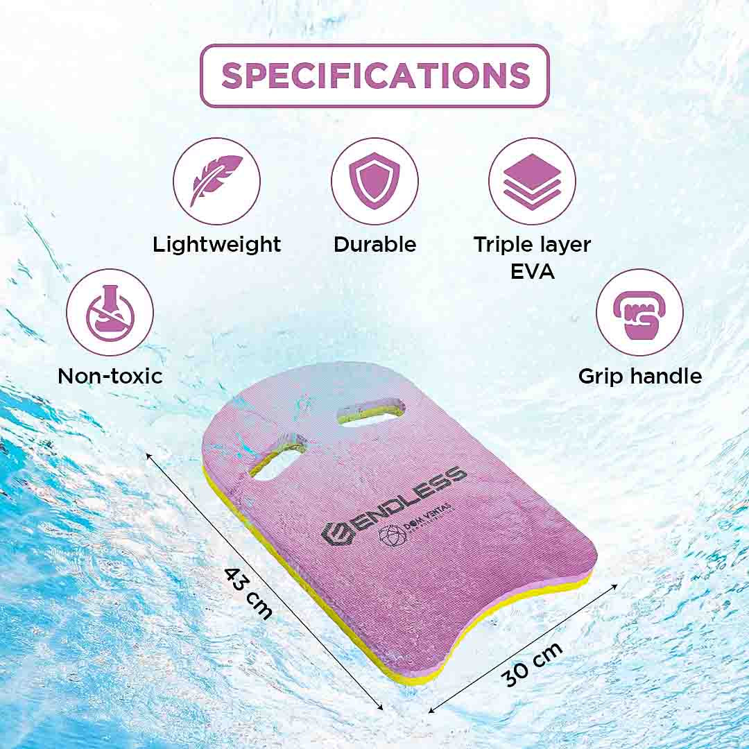 Endless EL1011 Infinity Ergonomic Design Kickboard | Material: Vinyl Acetate Foam | Beginner Swimming Training Float | Floating Pads for Kids and Adults