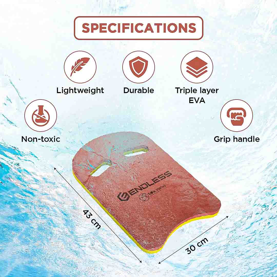 Endless EL1011 Infinity Ergonomic Design Kickboard | Material: Vinyl Acetate Foam | Beginner Swimming Training Float | Floating Pads for Kids and Adults