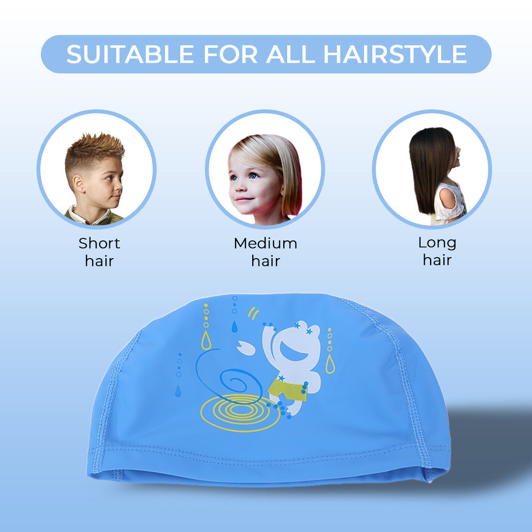 Endless EL1017 Comfortable Polyurethane Swimming Cap | Material: Polyurethane | Flexible Waterproof Swimming Cap for Long and Short Hair with Thick Brim | for Kids