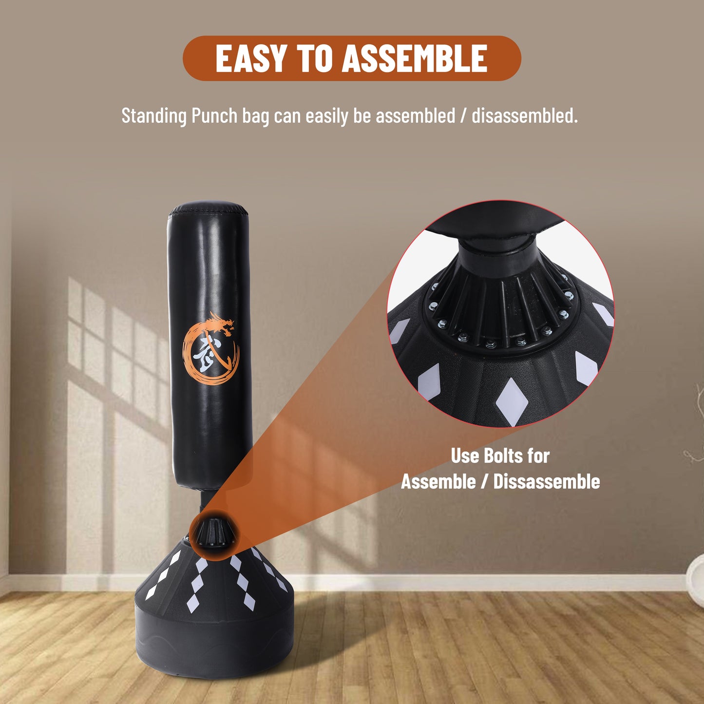 Endless كيس ملاكمة قائم | 6 أقدام | المادة: جلد البولي يوريثان | أكياس ملاكمة كيك بوكسينج لفنون القتال المختلطة، فنون القتال، اللياقة البدنية | معدات ثقيلة | مناسبة للمكتب، صالة الألعاب الرياضية المنزلية | للرجال والنساء