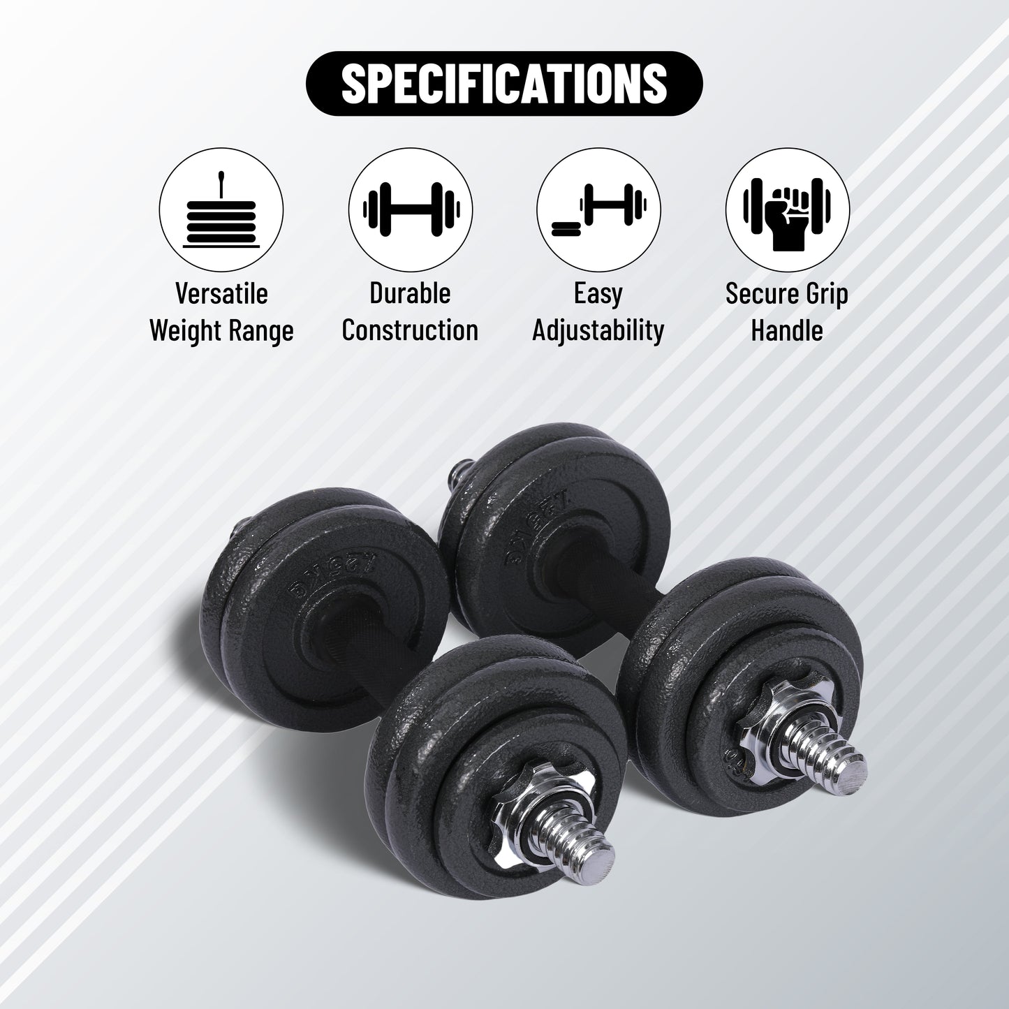 Endless Cast Iron Adjustable Dumbbell Set | Perfect for Bodybuilding, Fitness, Weightlifting, Home or Gym Training