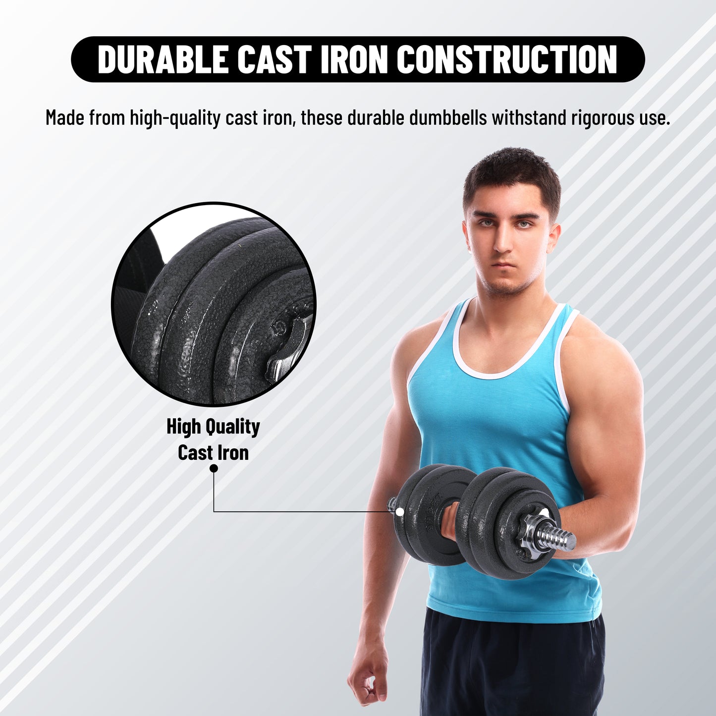 Endless Cast Iron Adjustable Dumbbell Set | Perfect for Bodybuilding, Fitness, Weightlifting, Home or Gym Training