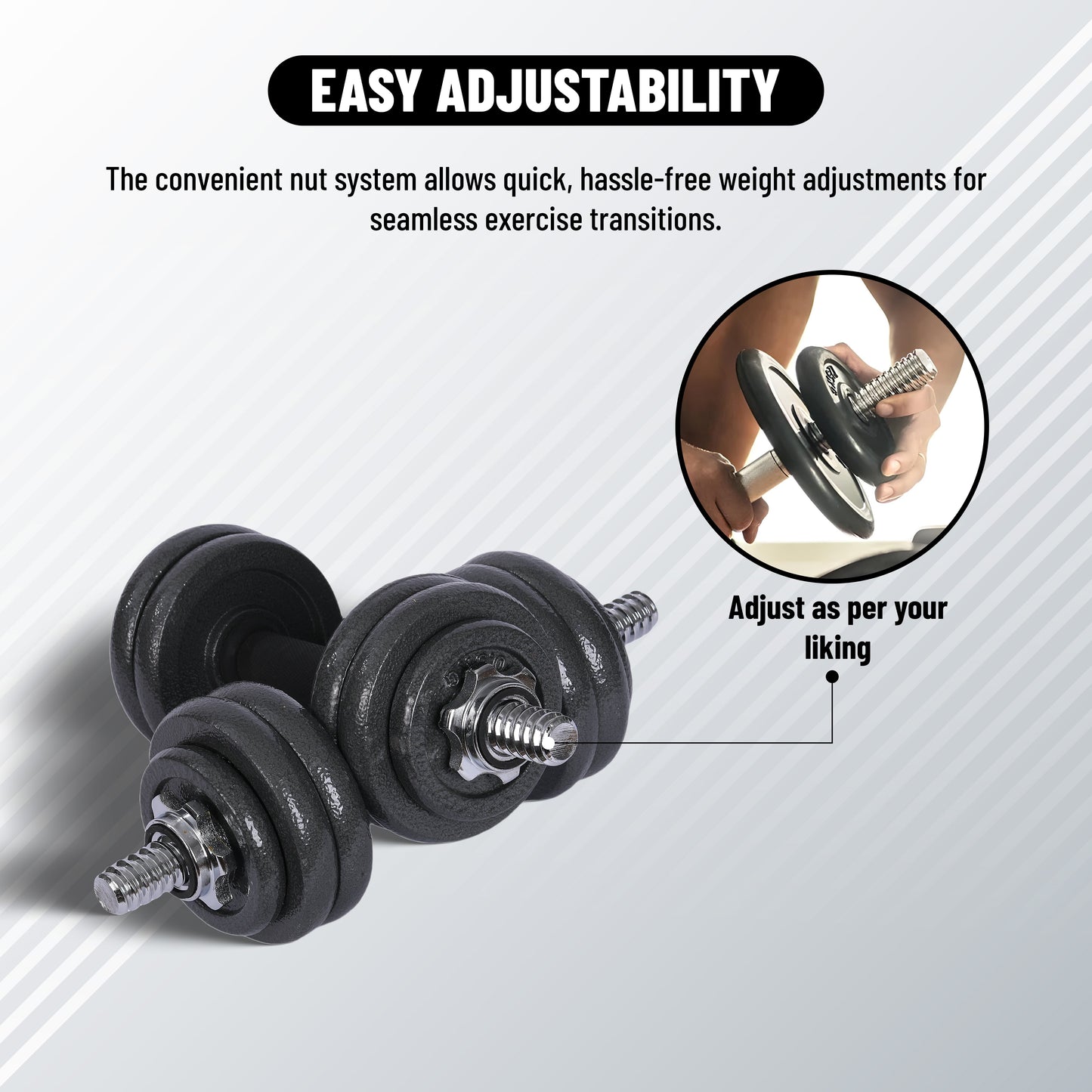 Endless Cast Iron Adjustable Dumbbell Set | Perfect for Bodybuilding, Fitness, Weightlifting, Home or Gym Training