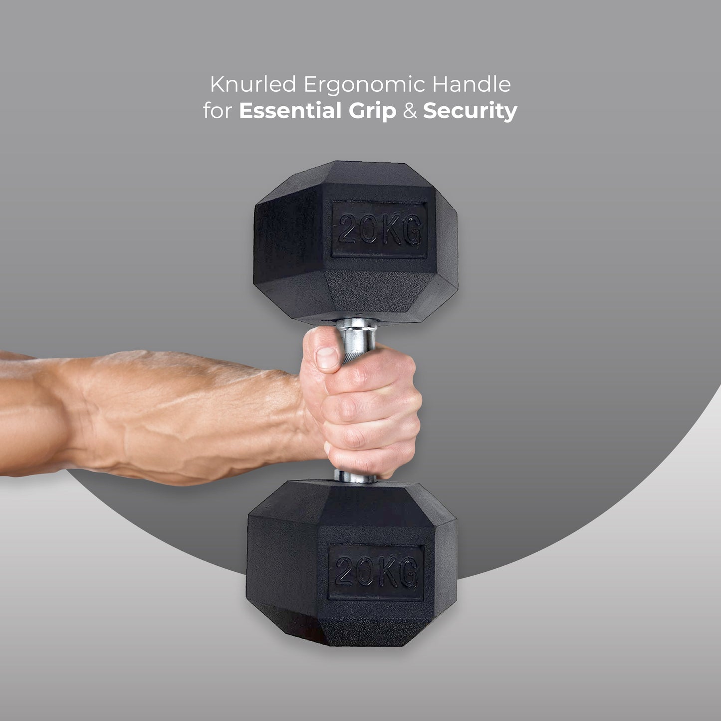 Endless Rubber Coated Hexagon Dumbbell | Material: Iron and Rubber | Perfect for Bodybuilding, Fitness, Weightlifting, Home or Gym Training
