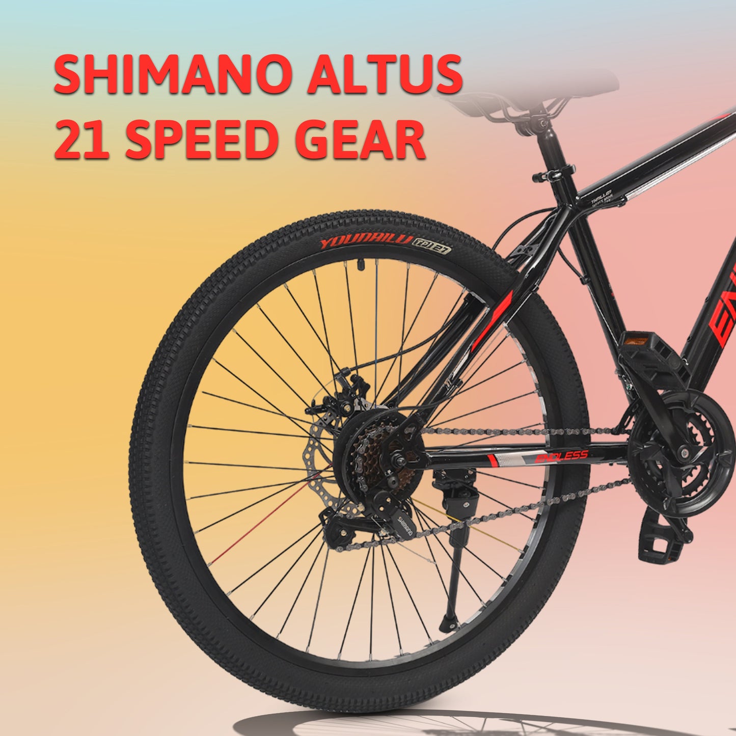 Endless 17" High Carbon Steel Frame Mountain Bike with 26" Wheels and Shimano Altus 21 Speed Transmission for Adults | Disc Brakes, Adjustable Seat, All Terrain Tires, Suspension Mountain Bike for Men and Women