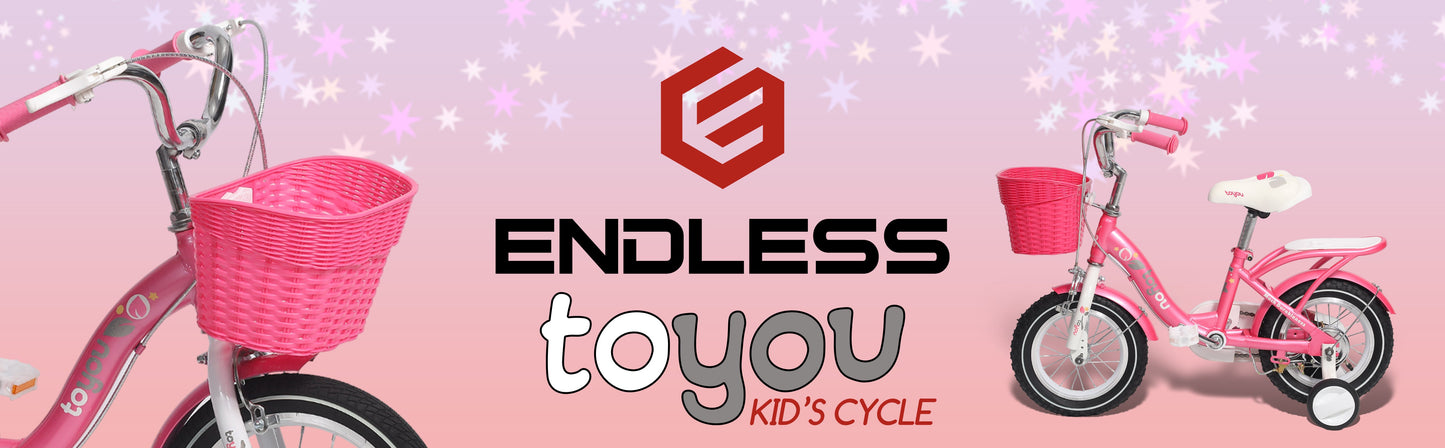 Endless Pink Steel Kids cycle for Girls with Rear Seat, Hand Brake and Basket | Ages 2-3 | 12 Inch Bike with Training Wheels and High Quality Fenders | Kids Bike with 2.125 Inch Wide Tires