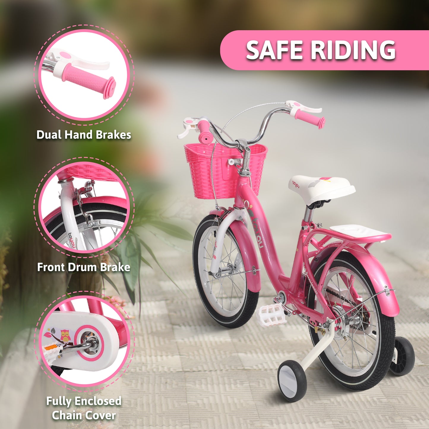 Endless Pink Steel Kids cycle for Girls with Rear Seat, Hand Brake and Basket | Ages 2-3 | 12 Inch Bike with Training Wheels and High Quality Fenders | Kids Bike with 2.125 Inch Wide Tires