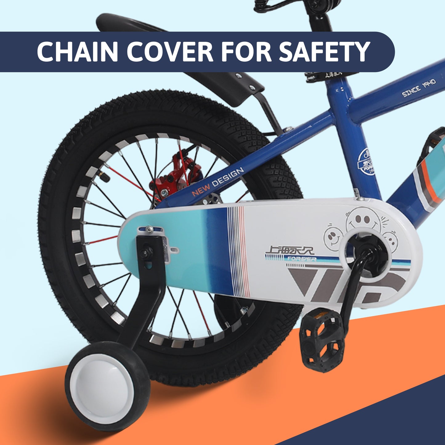 Endless Blue Carbon Steel Kids cycle with Front and Rear Disc Brakes and Basket | Kids cycle Ages 5-8 | 18 Inch cycle with High Quality Training Wheels and Guard | Kids cycle with 2.125 Inch Wide Tires