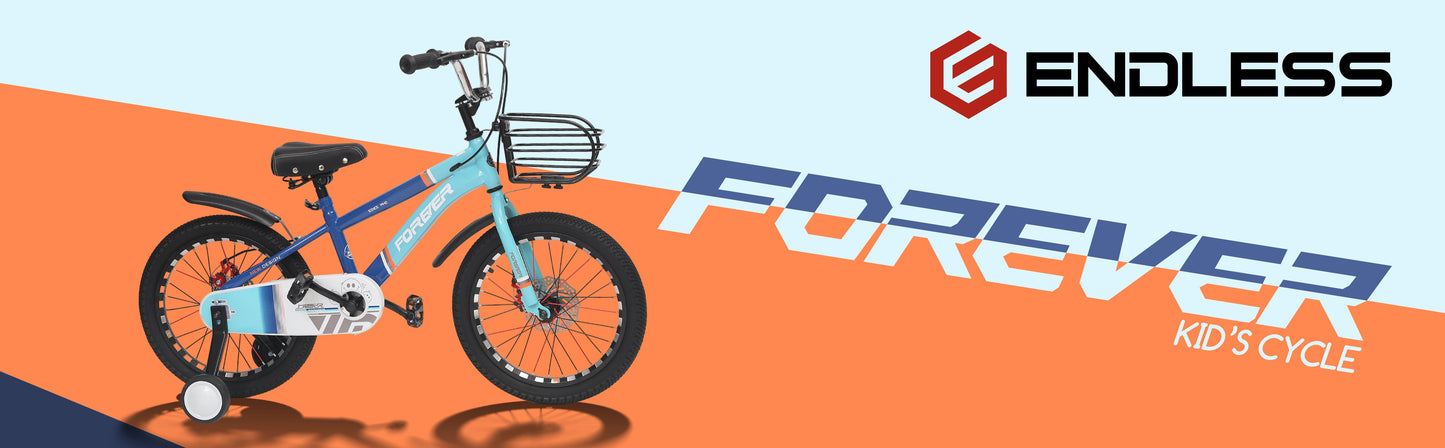 Endless Infinity Blue Carbon Steel Kids cycle with Front and Rear Disc Brakes and Basket | Kids cycle Ages 4-7 | 16" cycle with Training Wheels and Premium Fenders | Kids Bike with 2.125" Wide Tires