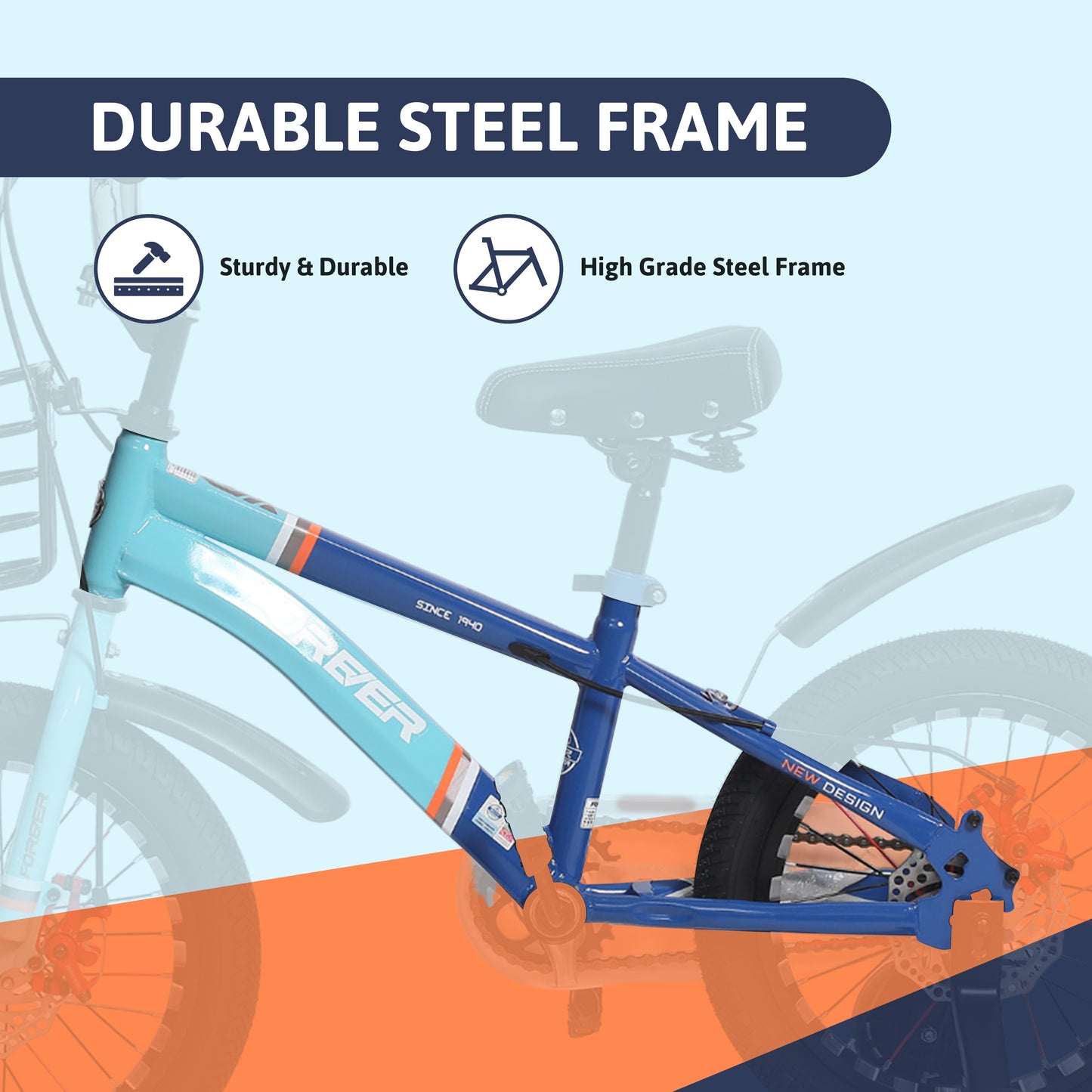 Endless Blue Carbon Steel Kids cycle with Front and Rear Disc Brakes and Basket | Kids cycle Ages 5-8 | 18 Inch cycle with High Quality Training Wheels and Guard | Kids cycle with 2.125 Inch Wide Tires