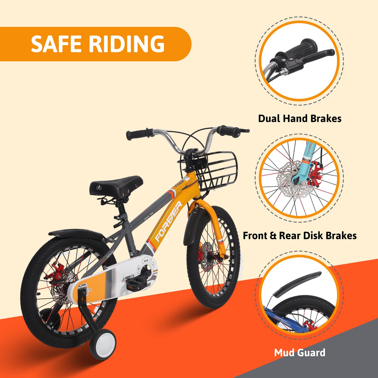 Endless Infinity Carbon Steel Kids cycle with Front and Rear Disc Brakes and Basket | Kids Bike Ages 4-7 | 16" cycle with Training Wheels and Premium Fenders | Kids cycle with 2.125" Wide Tires