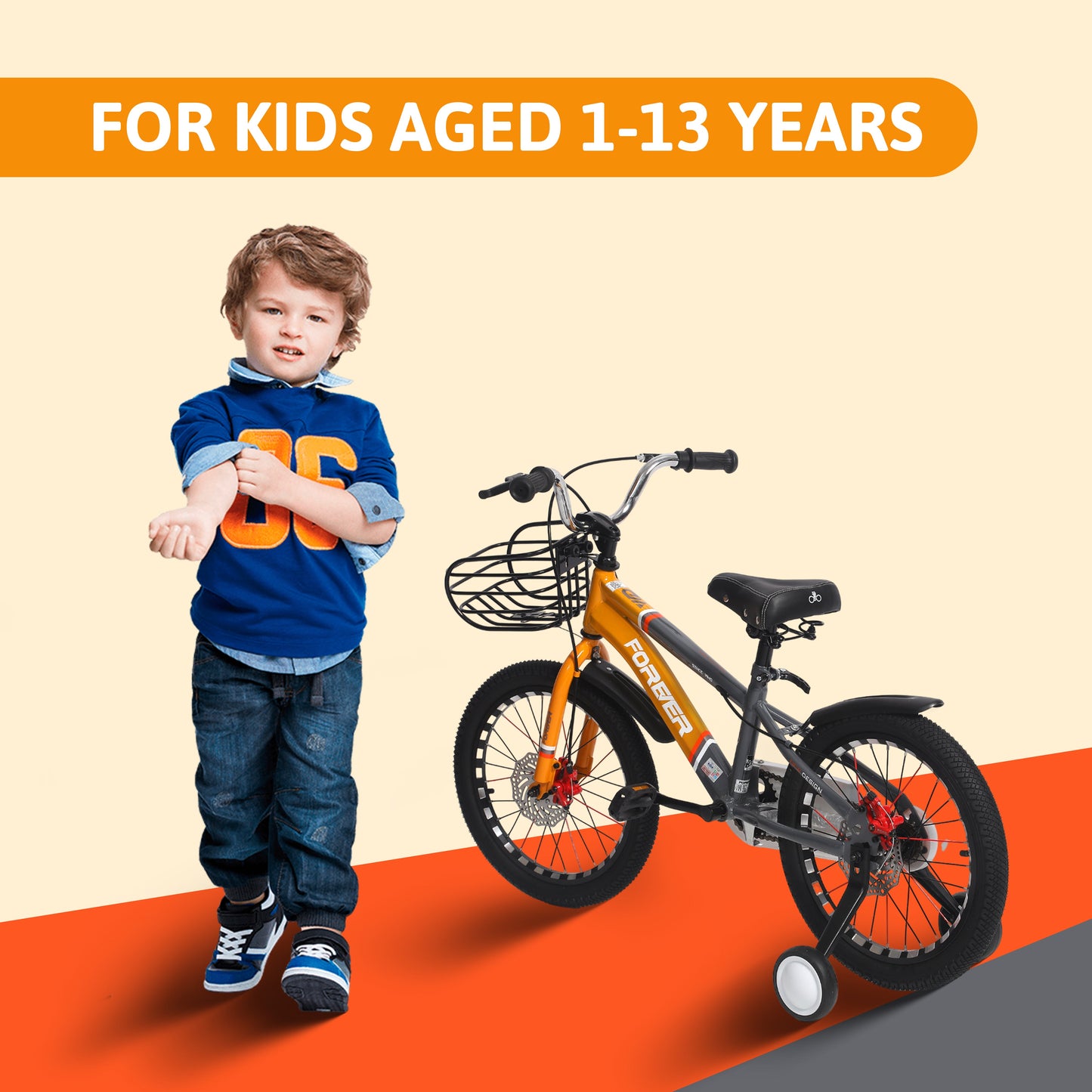 Endless Infinity Carbon Steel Kids cycle with Front and Rear Disc Brakes and Basket | Kids Bike Ages 4-7 | 16" cycle with Training Wheels and Premium Fenders | Kids cycle with 2.125" Wide Tires