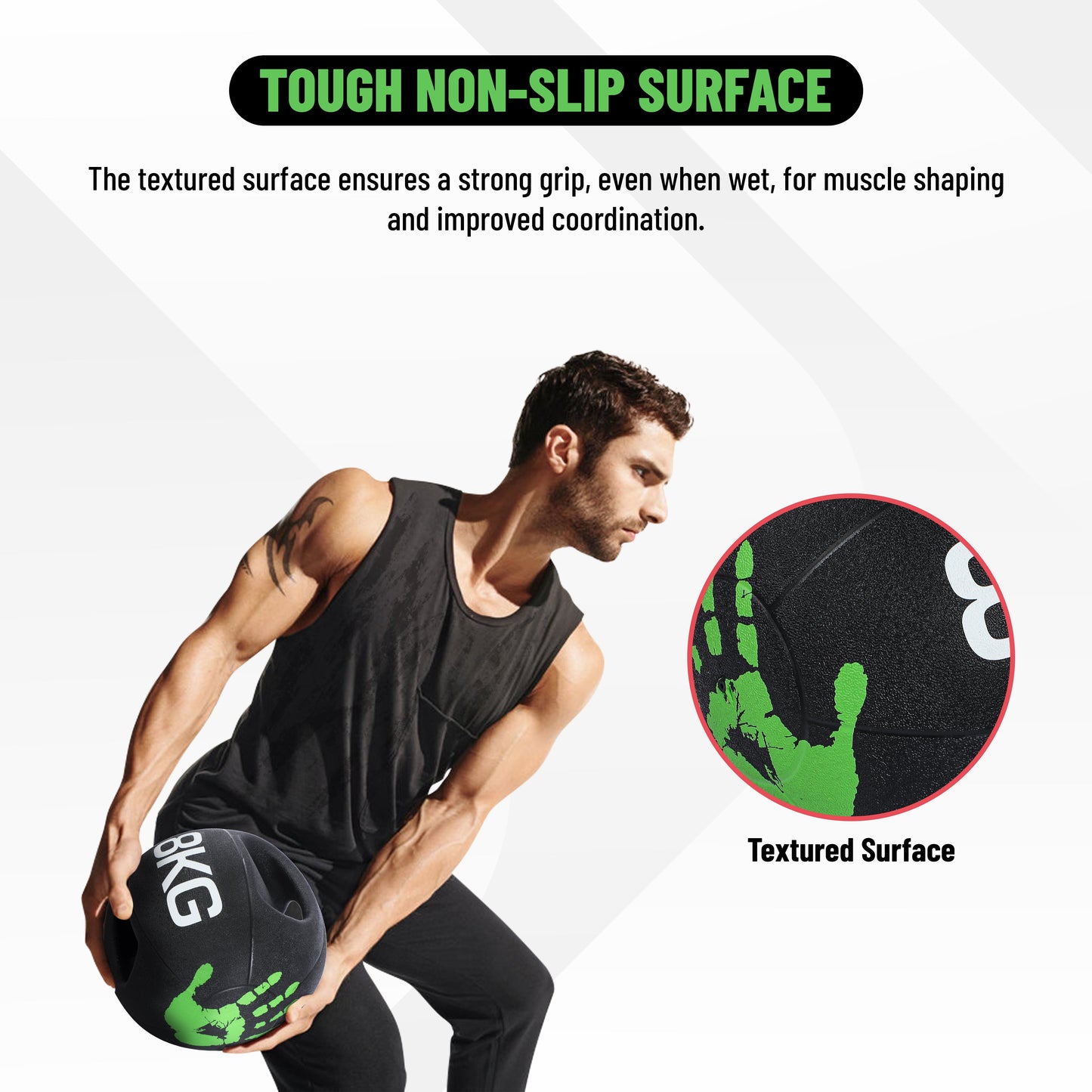 Endless Infinity Double Handle Medicine Ball | Black | Rubber | Core Strengthening, Fitness, Cardio, Home and Gym Workouts | For Men and Women