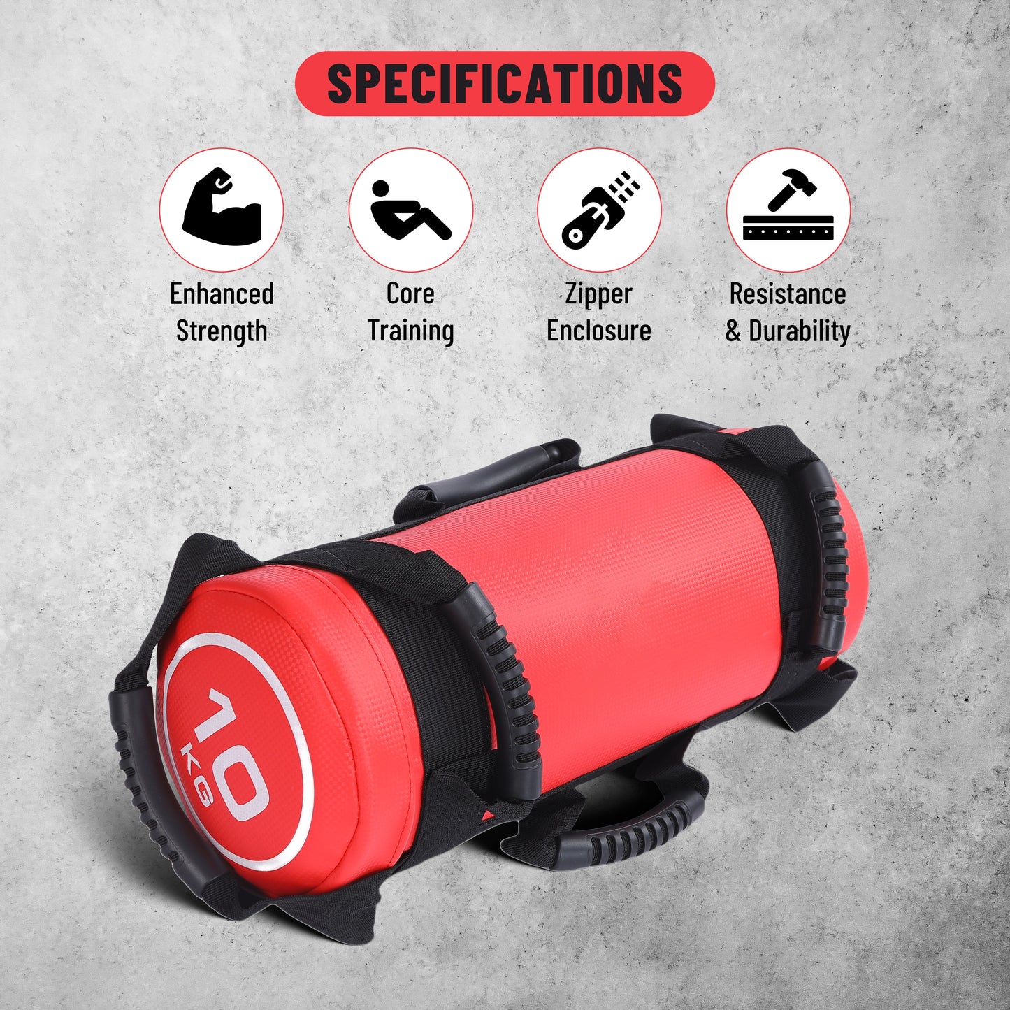 Endless Premium Power Bag with Multi-Position Handles and Zipper | Sand and Leather | for Weight Training, Yoga, Heavy Duty Training, and Gym Workouts
