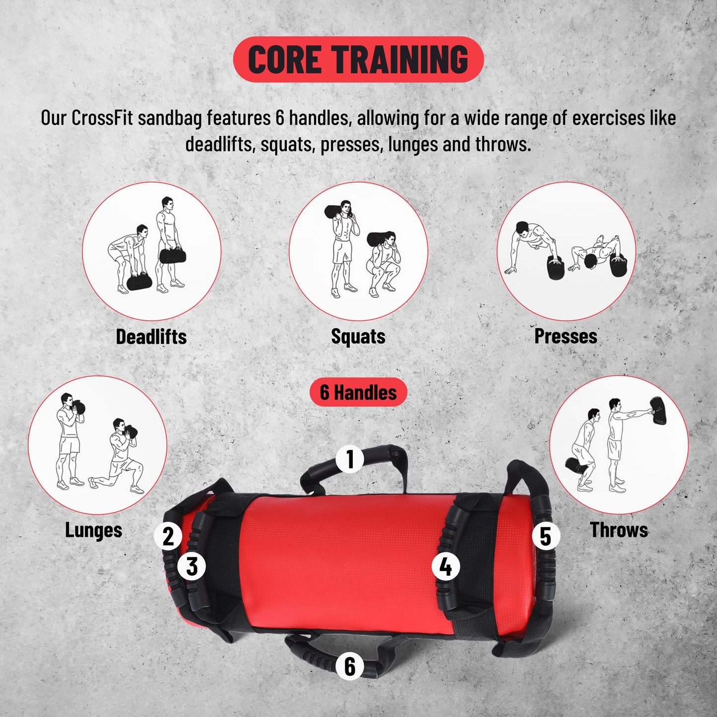 Endless Premium Power Bag with Multi-Position Handles and Zipper | Sand and Leather | for Weight Training, Yoga, Heavy Duty Training, and Gym Workouts