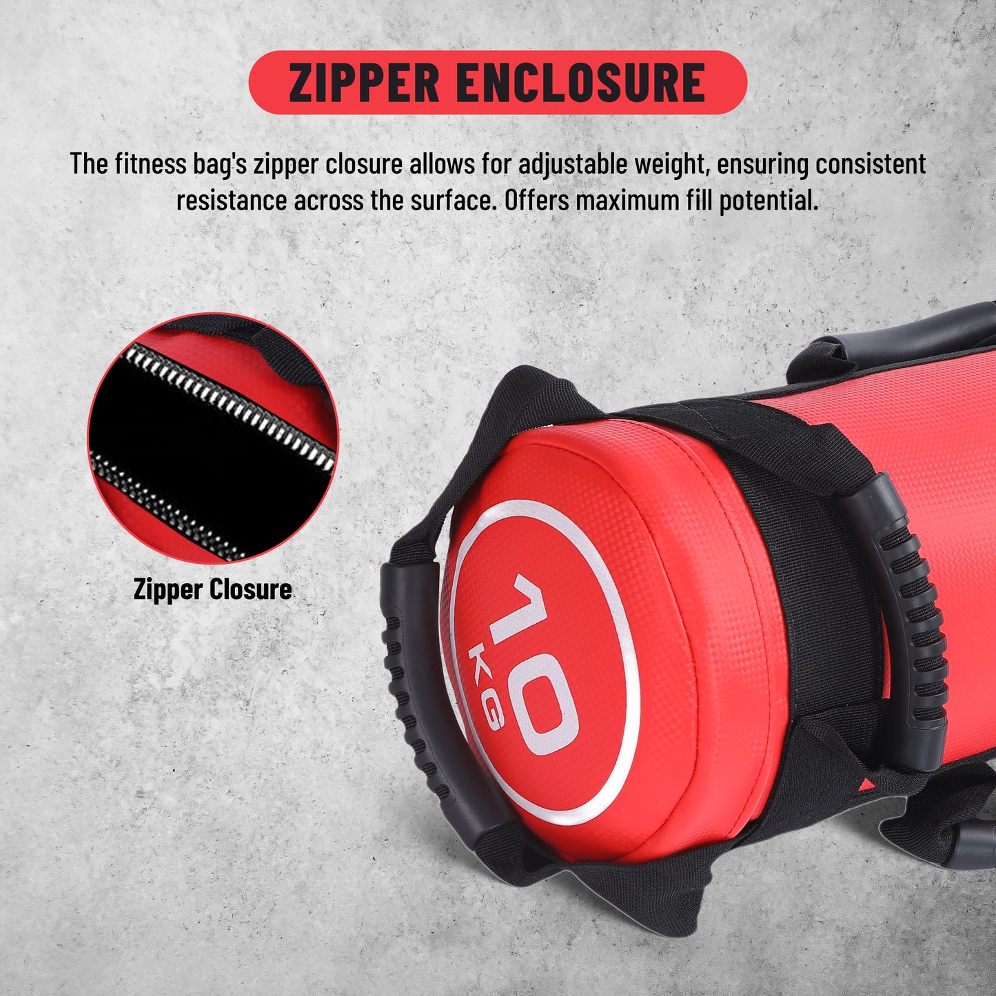 Endless Premium Power Bag with Multi-Position Handles and Zipper | Sand and Leather | for Weight Training, Yoga, Heavy Duty Training, and Gym Workouts