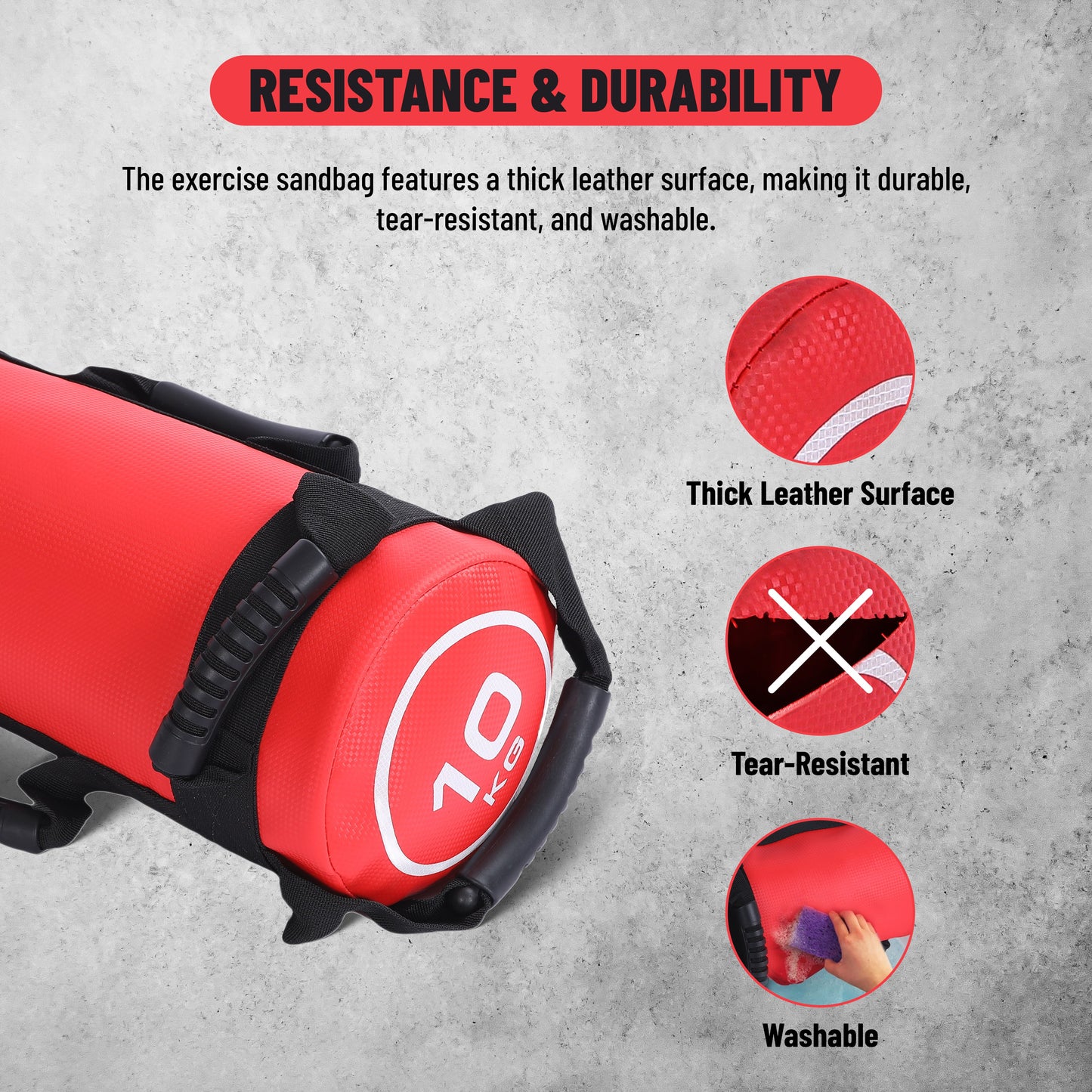 Endless Premium Power Bag with Multi-Position Handles and Zipper | Sand and Leather | for Weight Training, Yoga, Heavy Duty Training, and Gym Workouts