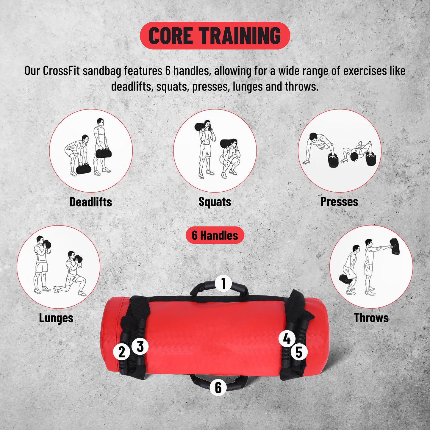 Endless Premium Power Bag with Multi-Position Handles and Zipper | Sand and Leather | for Weight Training, Yoga, Heavy Duty Training, and Gym Workouts