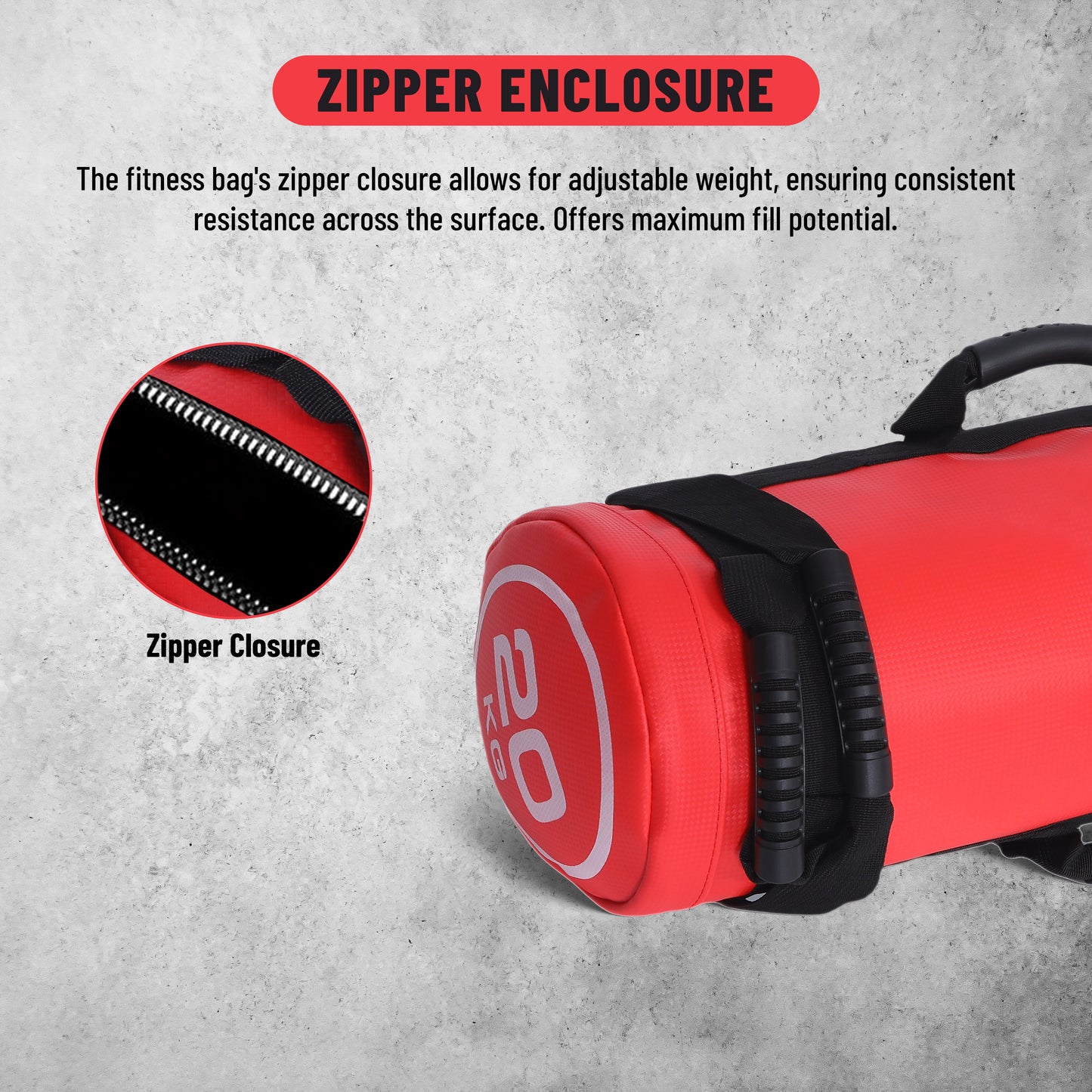Endless Premium Power Bag with Multi-Position Handles and Zipper | Sand and Leather | for Weight Training, Yoga, Heavy Duty Training, and Gym Workouts