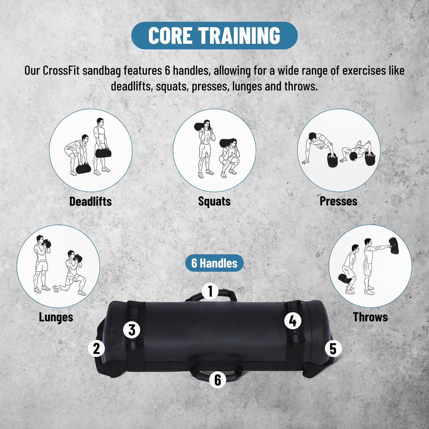 Endless Premium Power Bag with Multi-Position Handles and Zipper | Sand and Leather | for Weight Training, Yoga, Heavy Duty Training, and Gym Workouts
