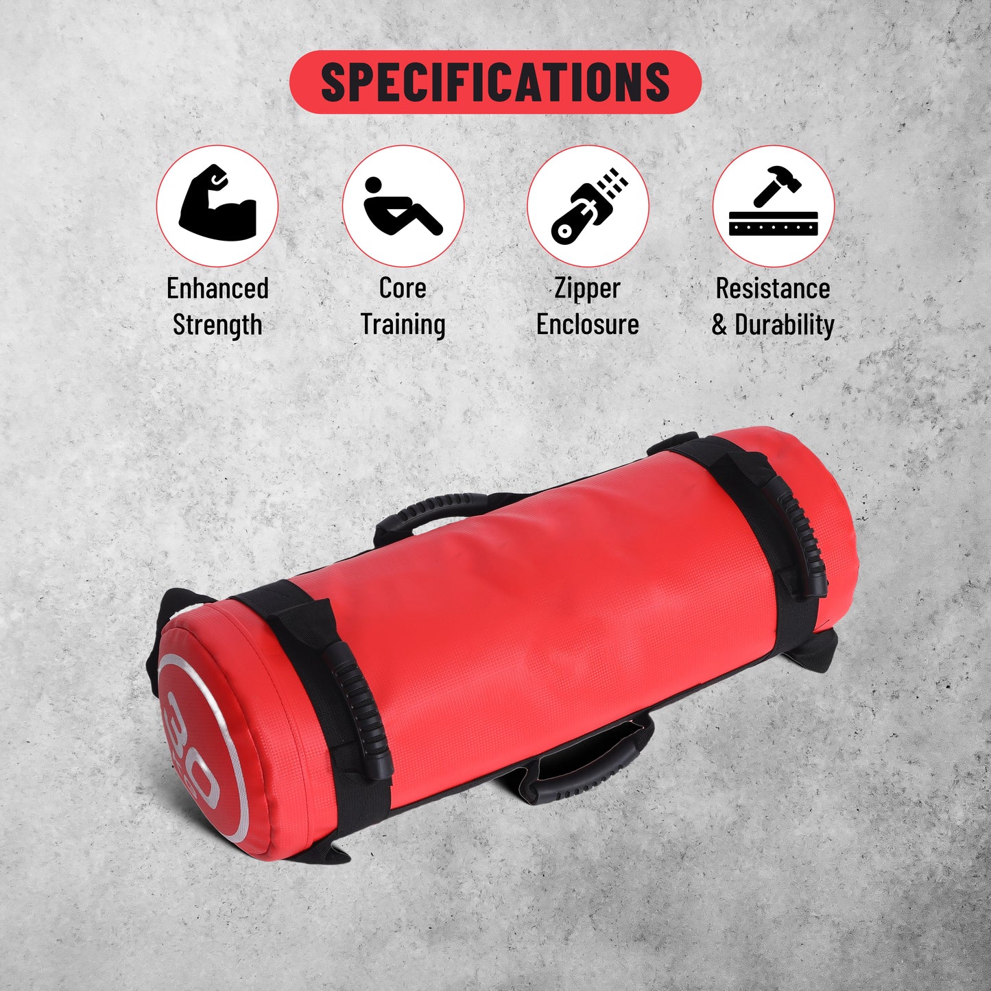 Endless Premium Power Bag with Multi-Position Handles and Zipper | Sand and Leather | for Weight Training, Yoga, Heavy Duty Training, and Gym Workouts