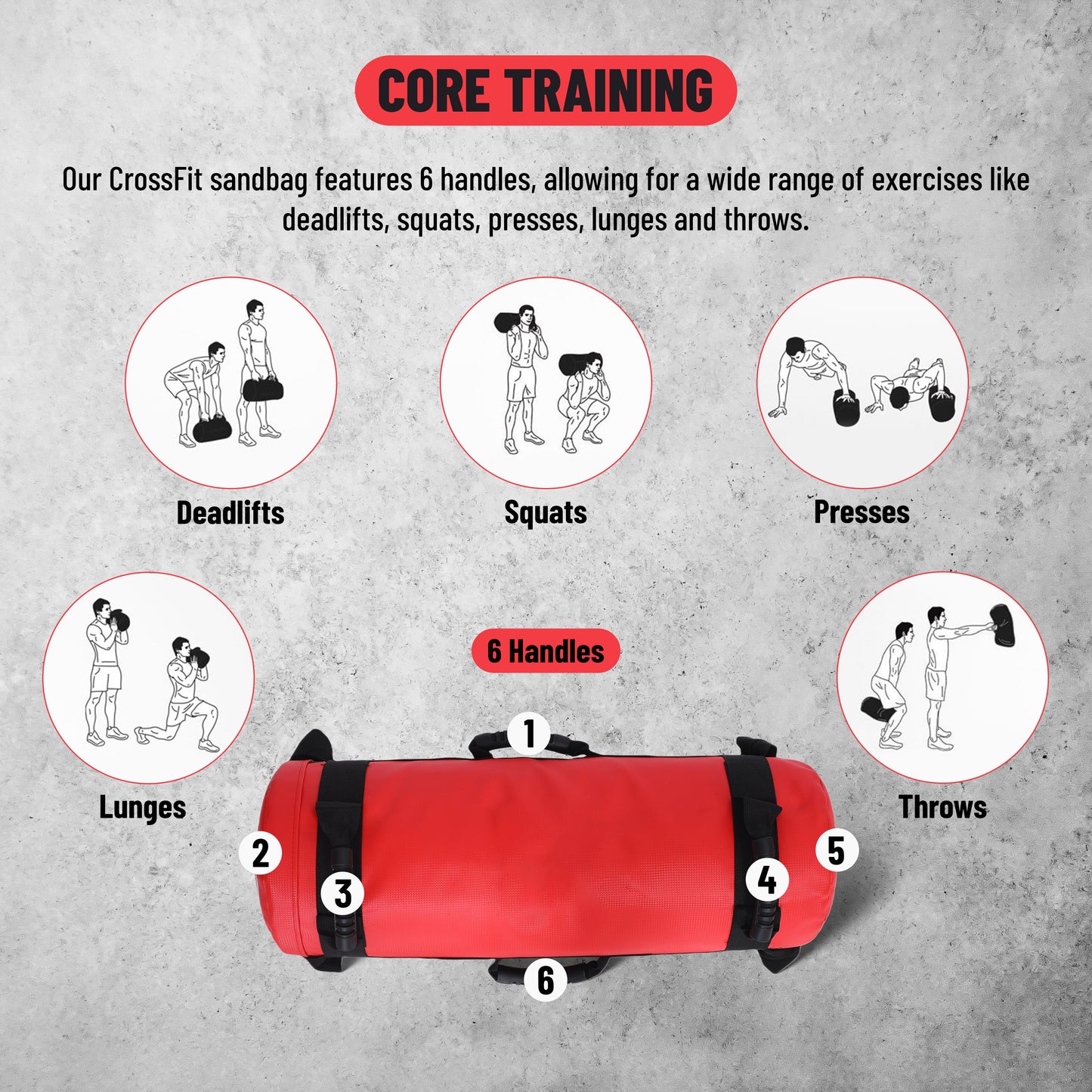 Endless Premium Power Bag with Multi-Position Handles and Zipper | Sand and Leather | for Weight Training, Yoga, Heavy Duty Training, and Gym Workouts