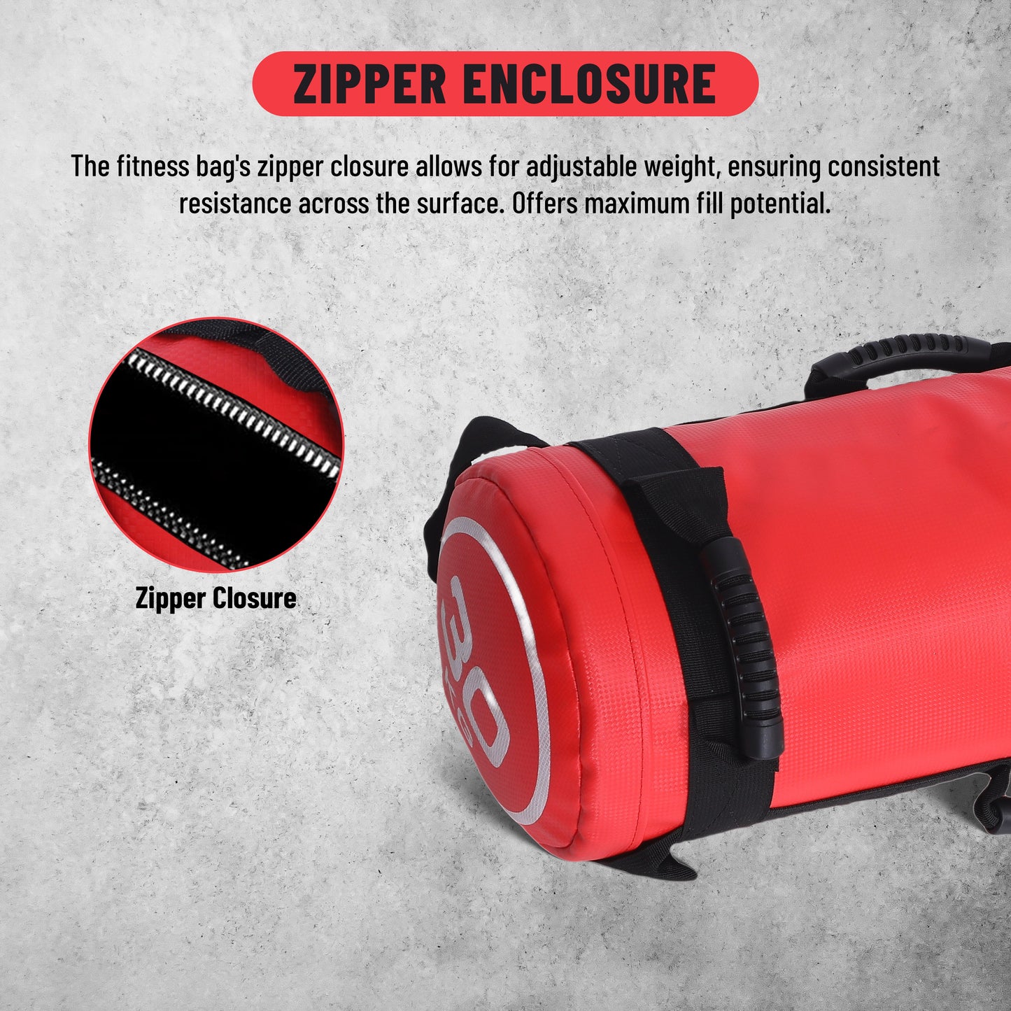Endless Premium Power Bag with Multi-Position Handles and Zipper | Sand and Leather | for Weight Training, Yoga, Heavy Duty Training, and Gym Workouts