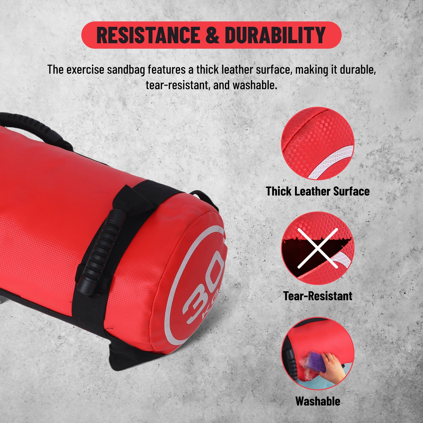 Endless Premium Power Bag with Multi-Position Handles and Zipper | Sand and Leather | for Weight Training, Yoga, Heavy Duty Training, and Gym Workouts