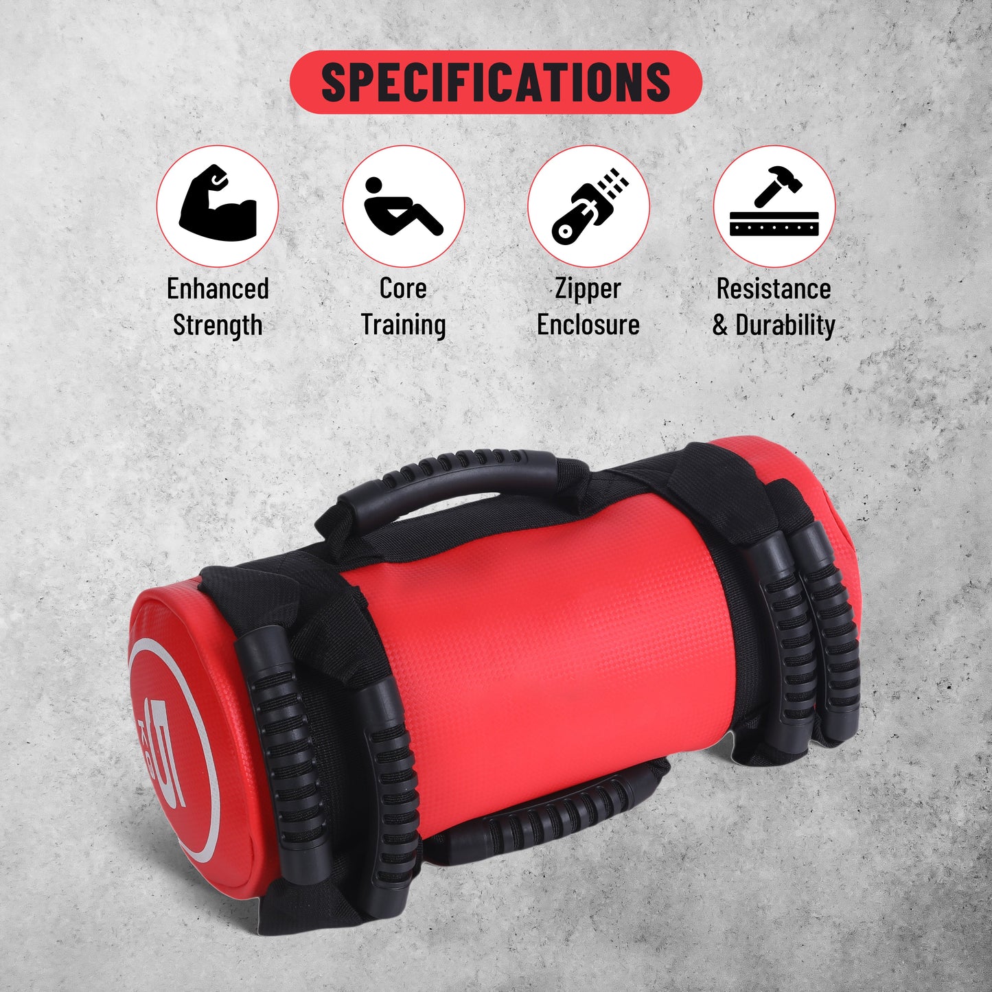 Endless Premium Power Bag with Multi-Position Handles and Zipper | Sand and Leather | for Weight Training, Yoga, Heavy Duty Training, and Gym Workouts