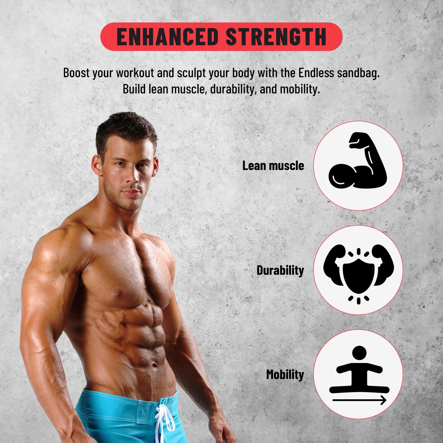Endless Premium Power Bag with Multi-Position Handles and Zipper | Sand and Leather | for Weight Training, Yoga, Heavy Duty Training, and Gym Workouts