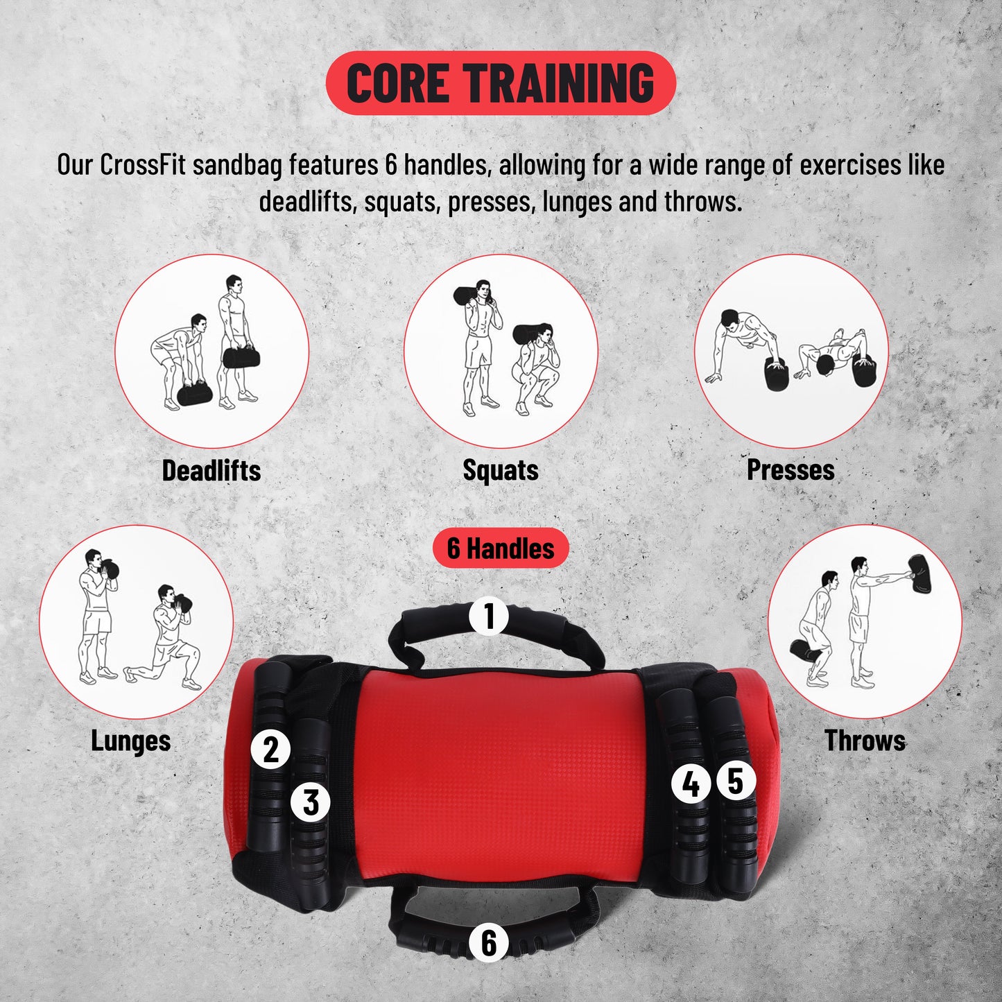 Endless Premium Power Bag with Multi-Position Handles and Zipper | Sand and Leather | for Weight Training, Yoga, Heavy Duty Training, and Gym Workouts
