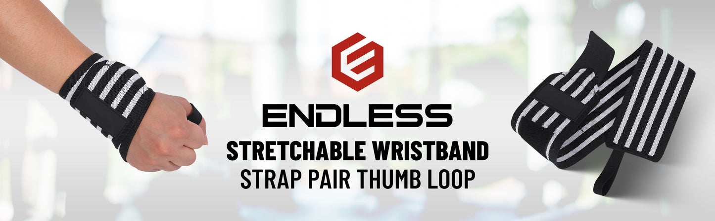 Endless Stretchable Wristband Strap Pair Thumb Loop | Material: Nylon and Polyester | for Weightlifting, Powerlifting, Bodybuilding, Strength Training, CrossFit | One Size | for Men and Women