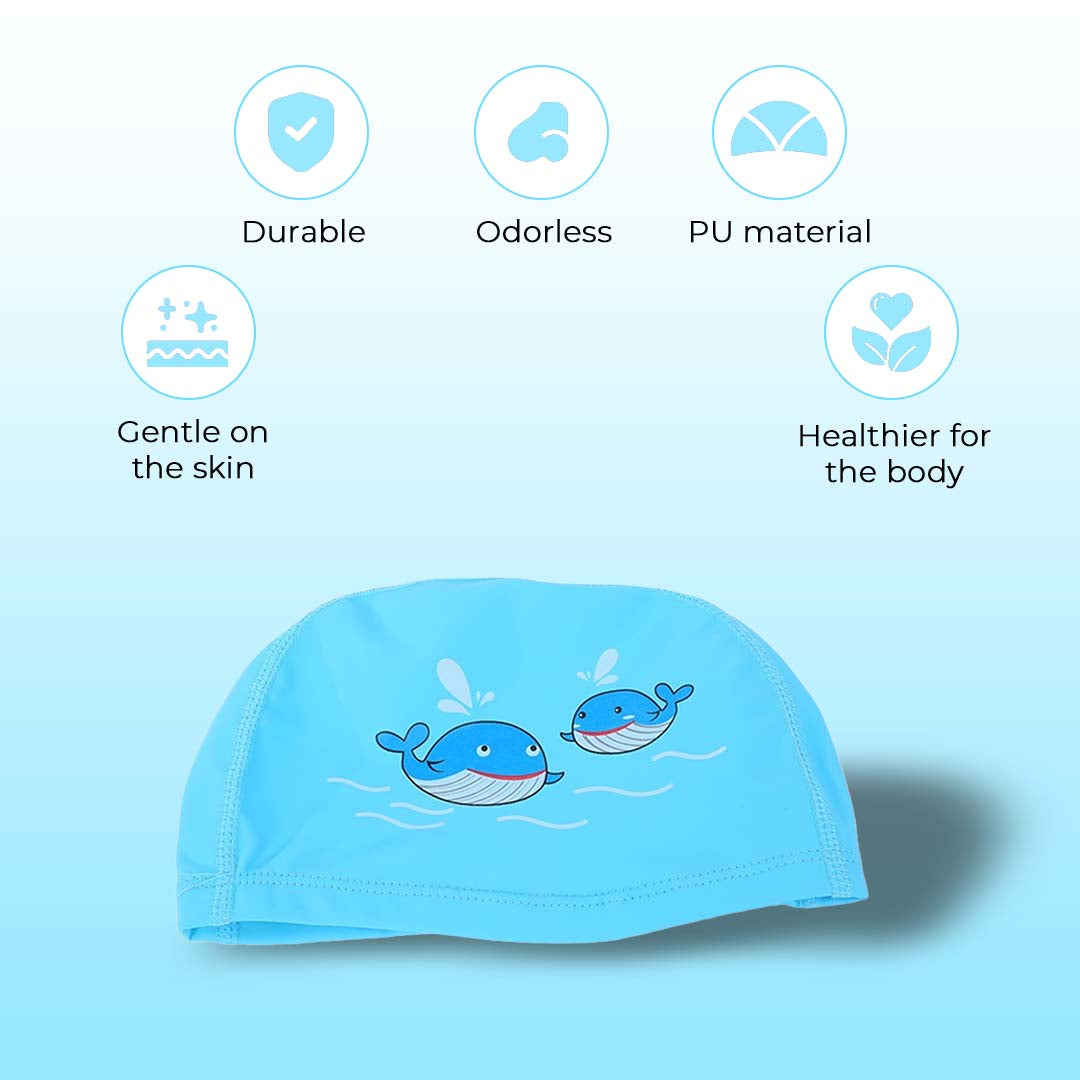 Endless EL1017 Comfortable Polyurethane Swimming Cap | Material: Polyurethane | Flexible Waterproof Swimming Cap for Long and Short Hair with Thick Brim | for Kids