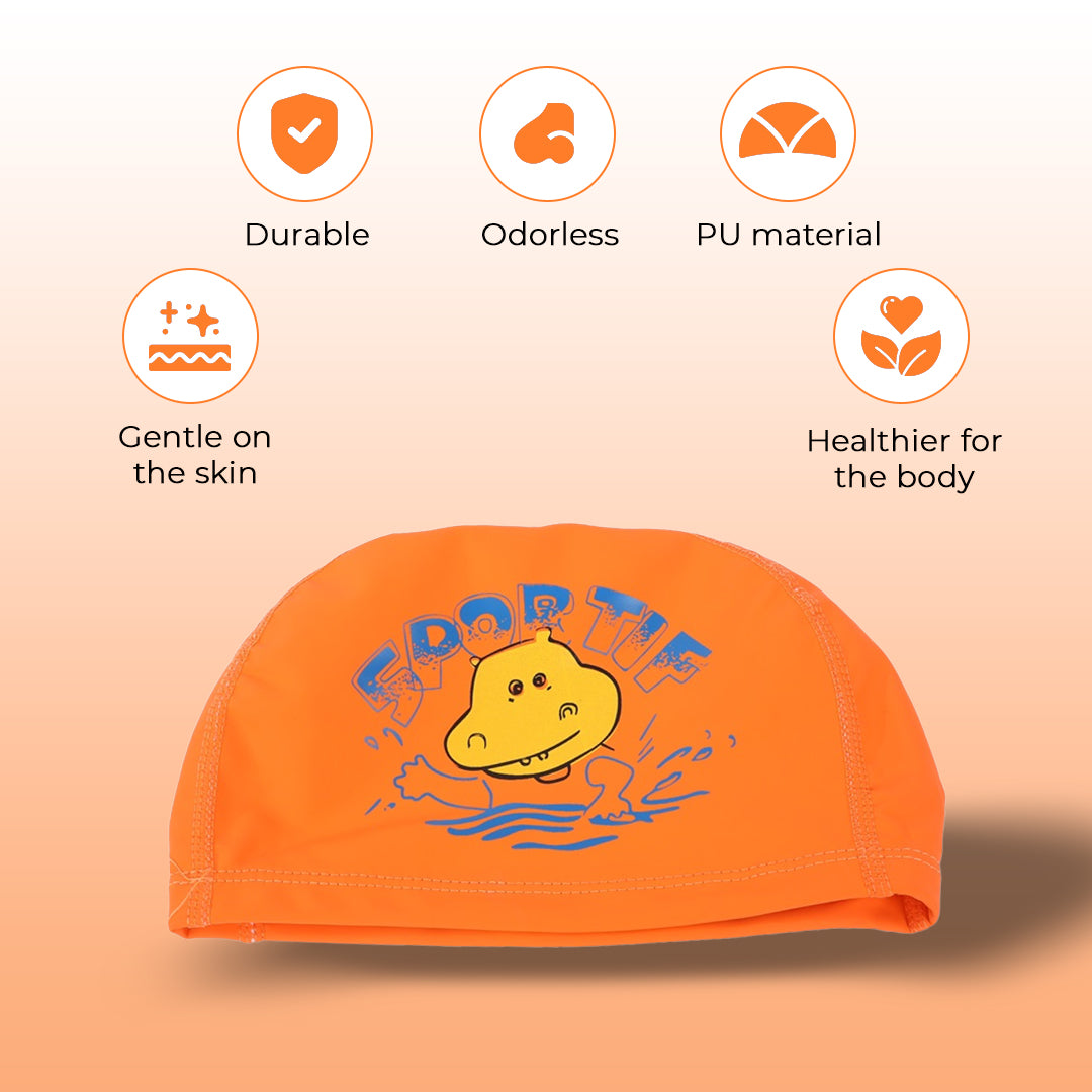 Endless EL1017 Comfortable Polyurethane Swimming Cap | Material: Polyurethane | Flexible Waterproof Swimming Cap for Long and Short Hair with Thick Brim | for Kids