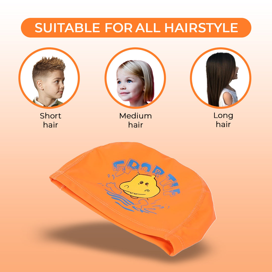 Endless EL1017 Comfortable Polyurethane Swimming Cap | Material: Polyurethane | Flexible Waterproof Swimming Cap for Long and Short Hair with Thick Brim | for Kids