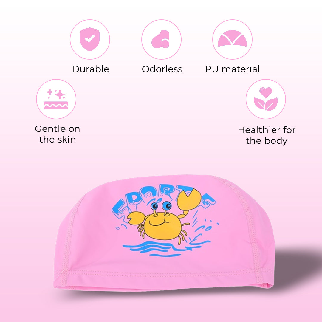 Endless EL1017 Comfortable Polyurethane Swimming Cap | Material: Polyurethane | Flexible Waterproof Swimming Cap for Long and Short Hair with Thick Brim | for Kids