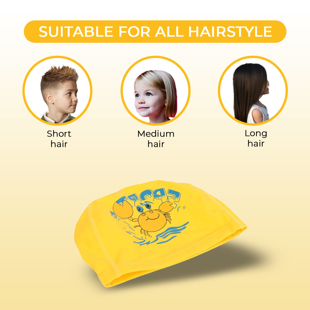Endless EL1017 Comfortable Polyurethane Swimming Cap | Material: Polyurethane | Flexible Waterproof Swimming Cap for Long and Short Hair with Thick Brim | for Kids