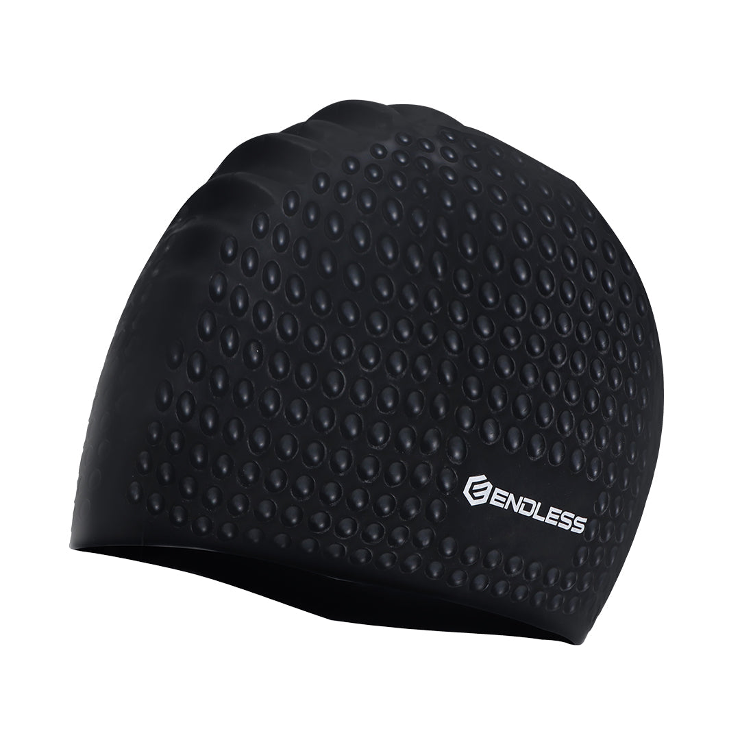 Endless EL1021 Comfortable Silicone Bubble Swimming Cap | Flexible Waterproof Swim Cap for Long and Short Hair with Thick Brim | for Adults, Women and Men | Size: Free Size | Material: Silicone