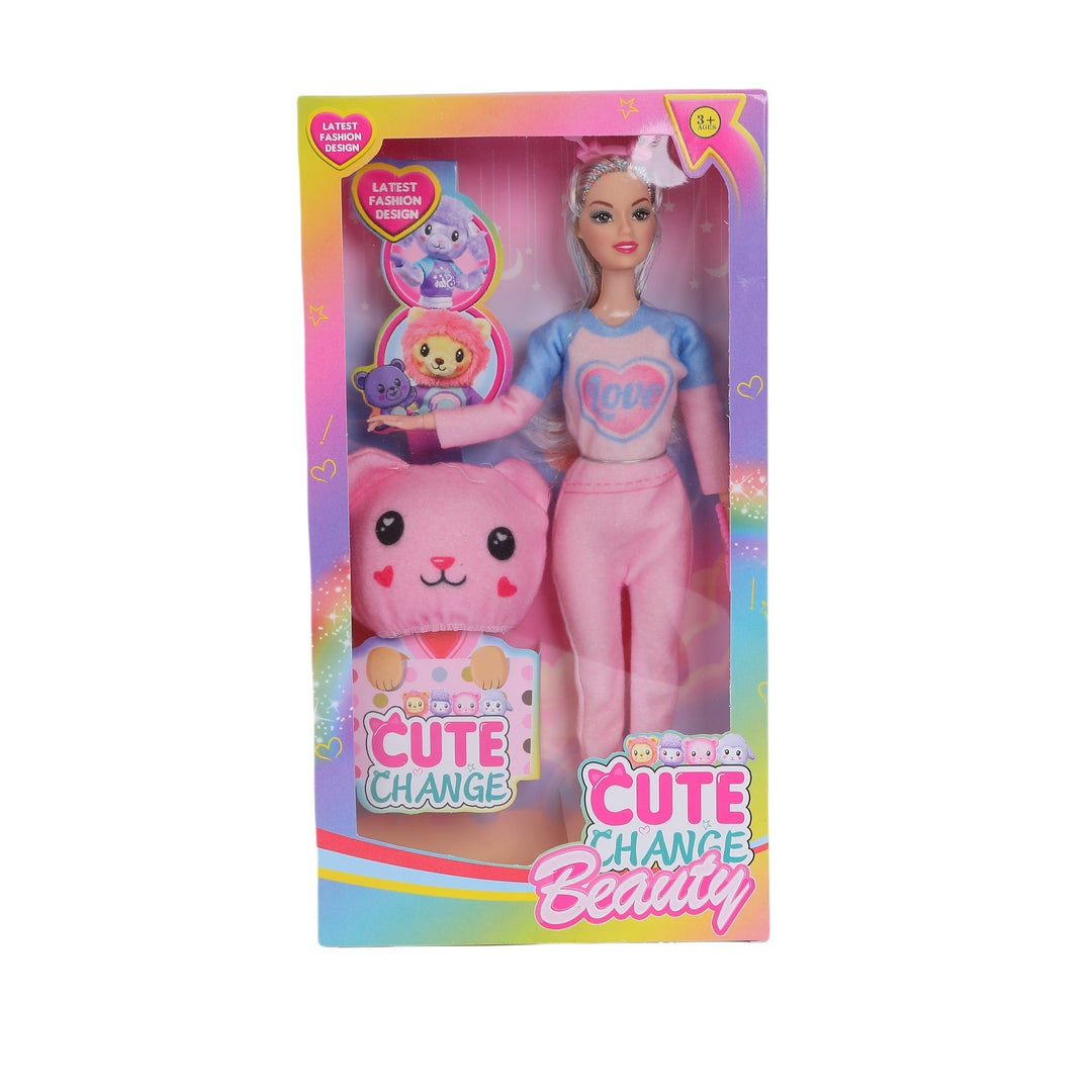 FUNFY Set of 4 Beautiful 11-Articulated Girls Dolls with Charming Animal Head Mask | Multicolor | Plastic | 11.5" Hard Body | Add Variety and Charm to Your Doll Collection | Girls