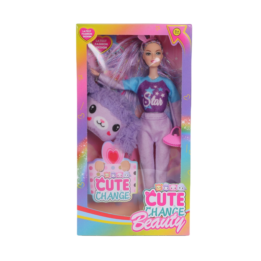 FUNFY Set of 4 Beautiful 11-Articulated Girls Dolls with Charming Animal Head Mask | Multicolor | Plastic | 11.5" Hard Body | Add Variety and Charm to Your Doll Collection | Girls
