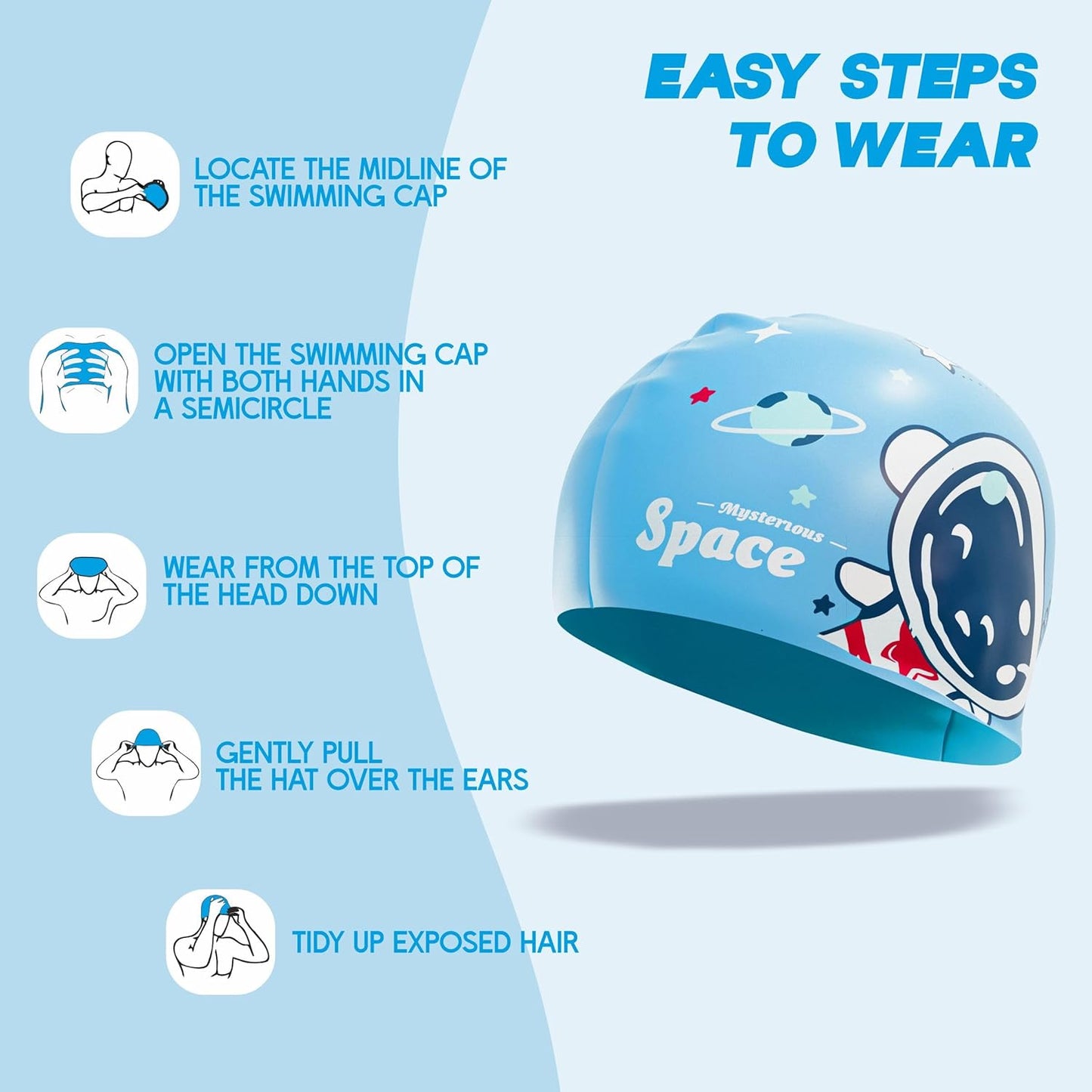 قبعة سباحة مقاومة للماء من Konex للرجال والنساء والفتيان والفتيات | سيليكون | مقاس واحد يناسب الجميع | لا تسحب الشعر | تمنع التلف الكيميائي