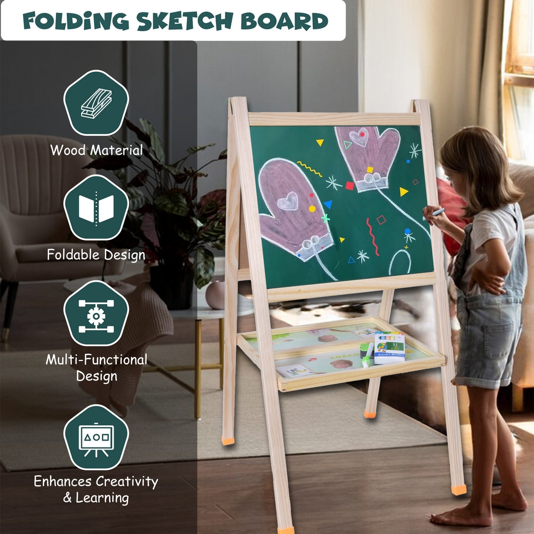 Funfy لوحة رسم قابلة للتعديل على الوجهين متعددة الوظائف | خشب | لوحة رسم وسبورة بيضاء قابلة للطي | مثالية لإطلاق الإبداع والتعلمالعلامة التجارية: FUNFY