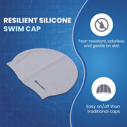 Endless EL1019 Classic Comfort Silicone Swimming Cap, Fully Elastic, Waterproof | Fully Elastic Swim Cap for Long and Short Hair with Thick Brim | Adults, Women and Men | Size: Free Size | Material: Silicone