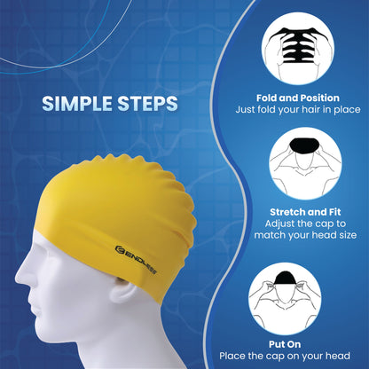 Endless EL1019 Classic Comfort Silicone Swimming Cap, Fully Elastic, Waterproof | Fully Elastic Swim Cap for Long and Short Hair with Thick Brim | Adults, Women and Men | Size: Free Size | Material: Silicone